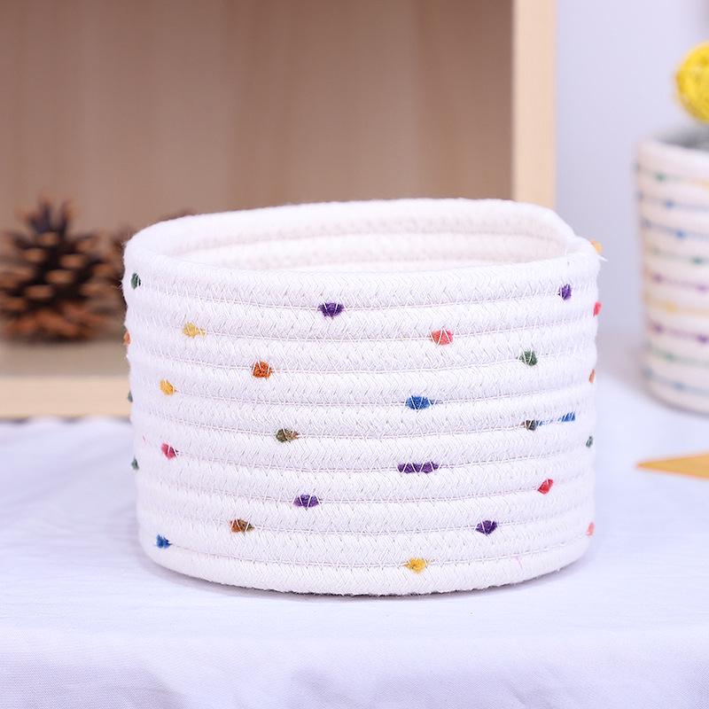 Small Cotton Rope Woven Storage Basket for Desk, Entryway, or Cosmetics