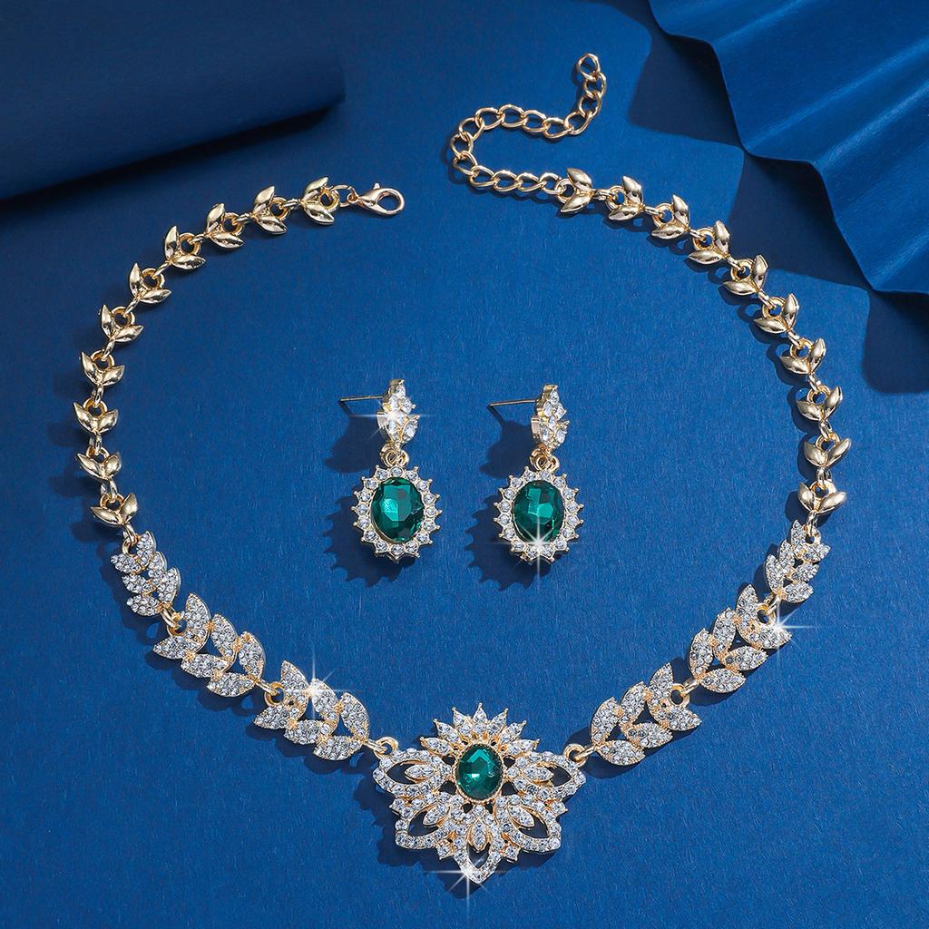 Women's Geometric Rhinestone Necklace Earring Set for Parties Holiday Gifts