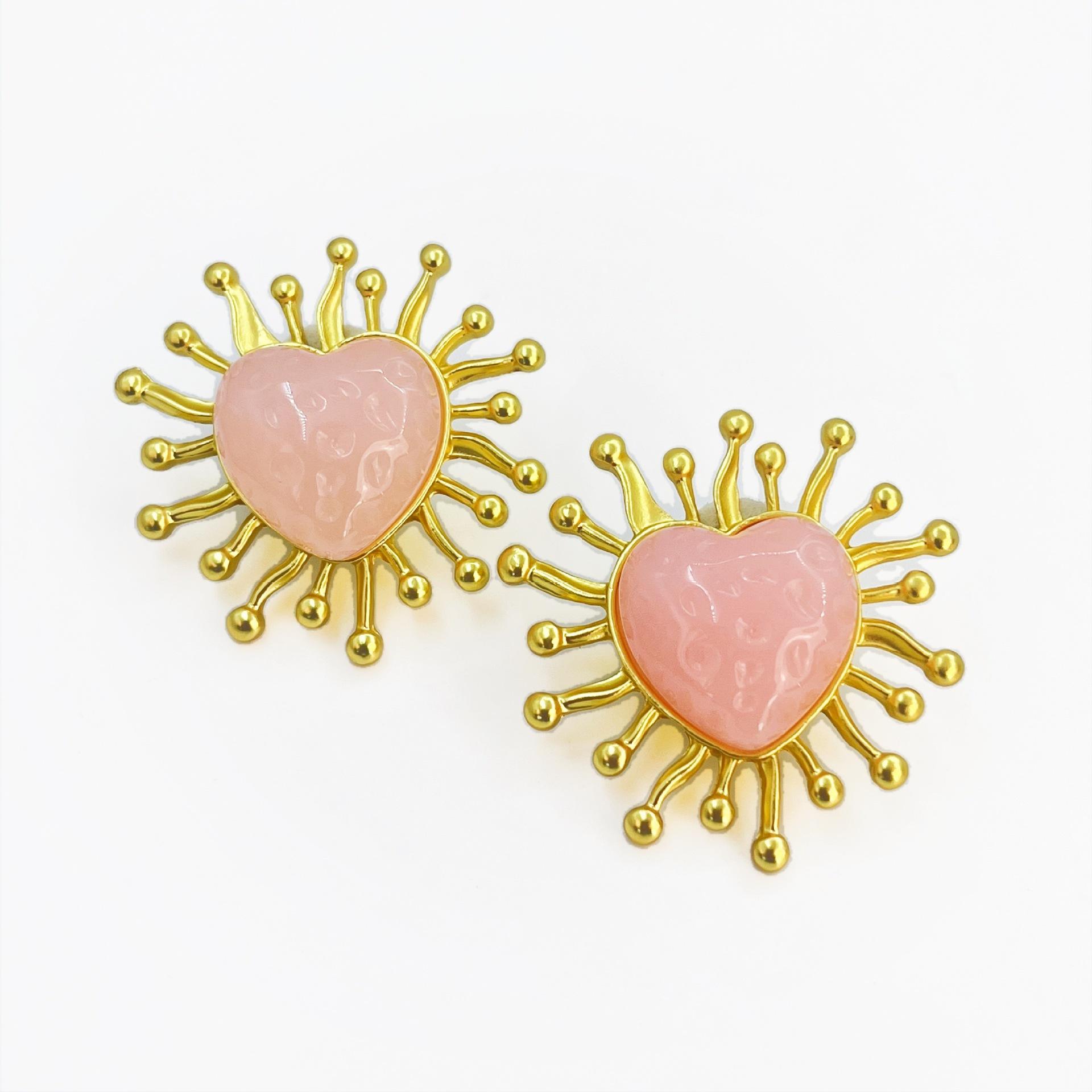 

Французские литературные ретро зеленые розовые серьги Love преувеличенный дизайн серьги-гвоздики женские серьги розовый