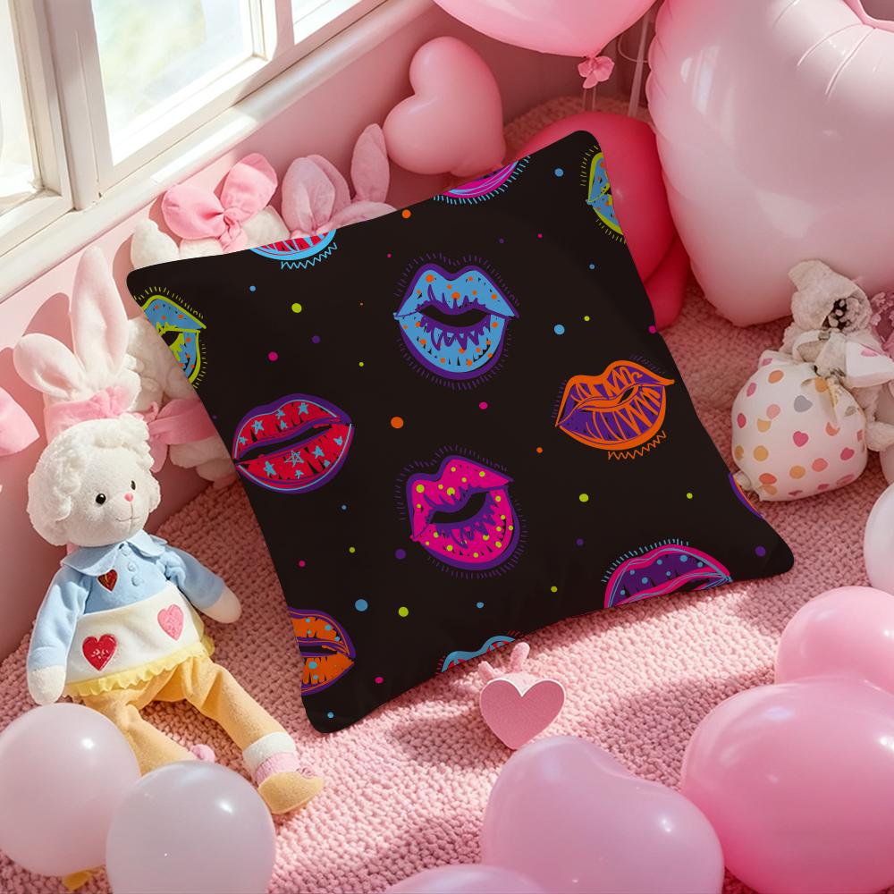 Creative Red Lips Personality Fashion Trend Cushion Pattern Printed Pillowcase For Living Room Sofa Cushion CoverBedroom Decor