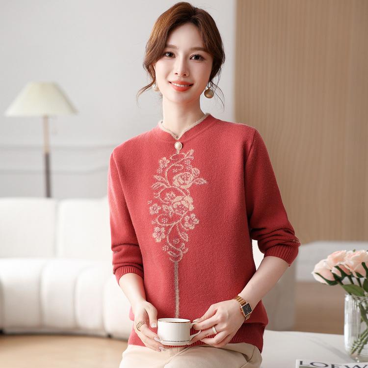 In The Elderly Women's Clothing Autumn and Winter Fleece Thickened Top Mother Clothing Warm Wool Clothes