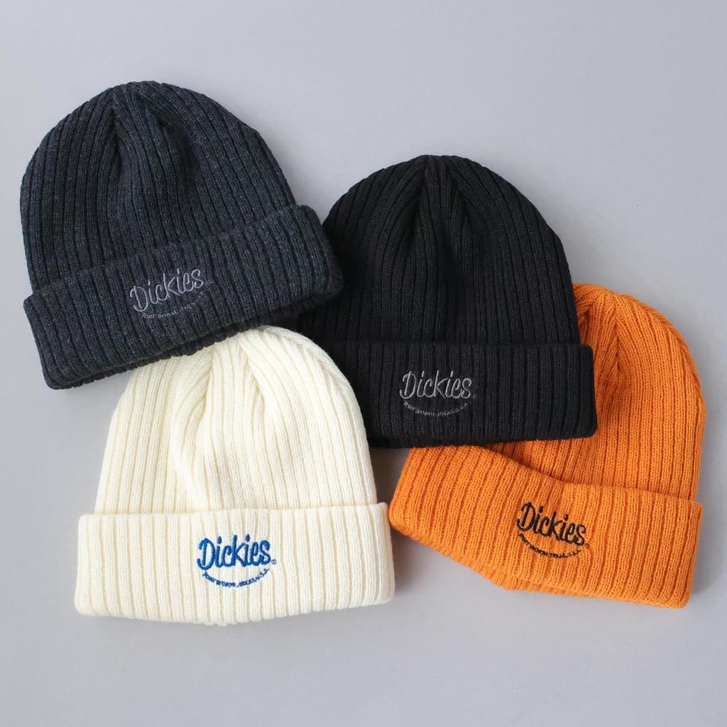 Dickies Looking Embroidered Ribbed Knit Knit Watch Unisex Acrylic Solid Needle BLU Cap, Men's Hat, Cap, Beanie, Off-White,