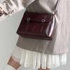 Bag Leather Women'S Bag Retro Hong Kong Style Mailman Bag Premium Sense Shoulder Crossbody Bag Luggage