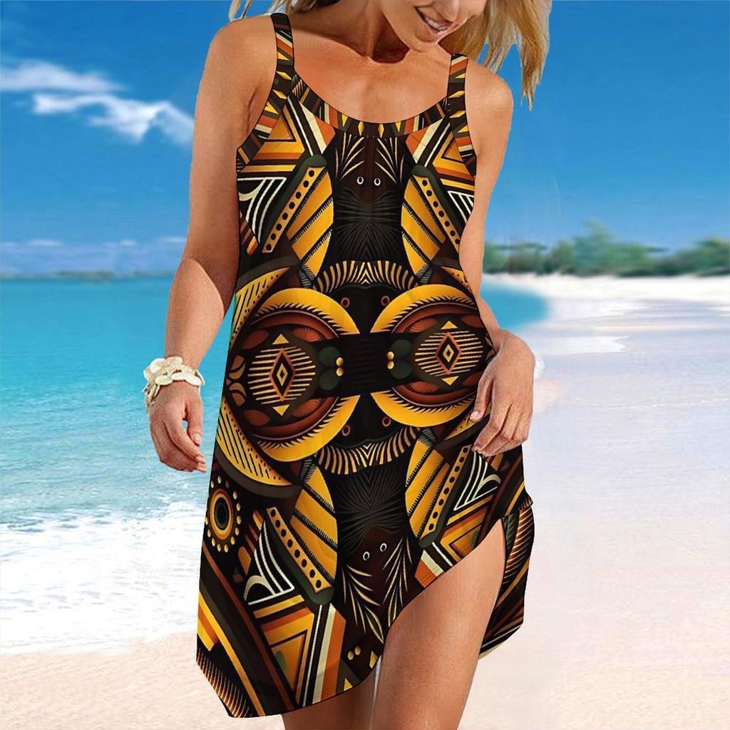 Women's Beach Dress Mini Dress Print Casual Modern Dress Sleeveless Loose Fit Outdoor Daily Summer