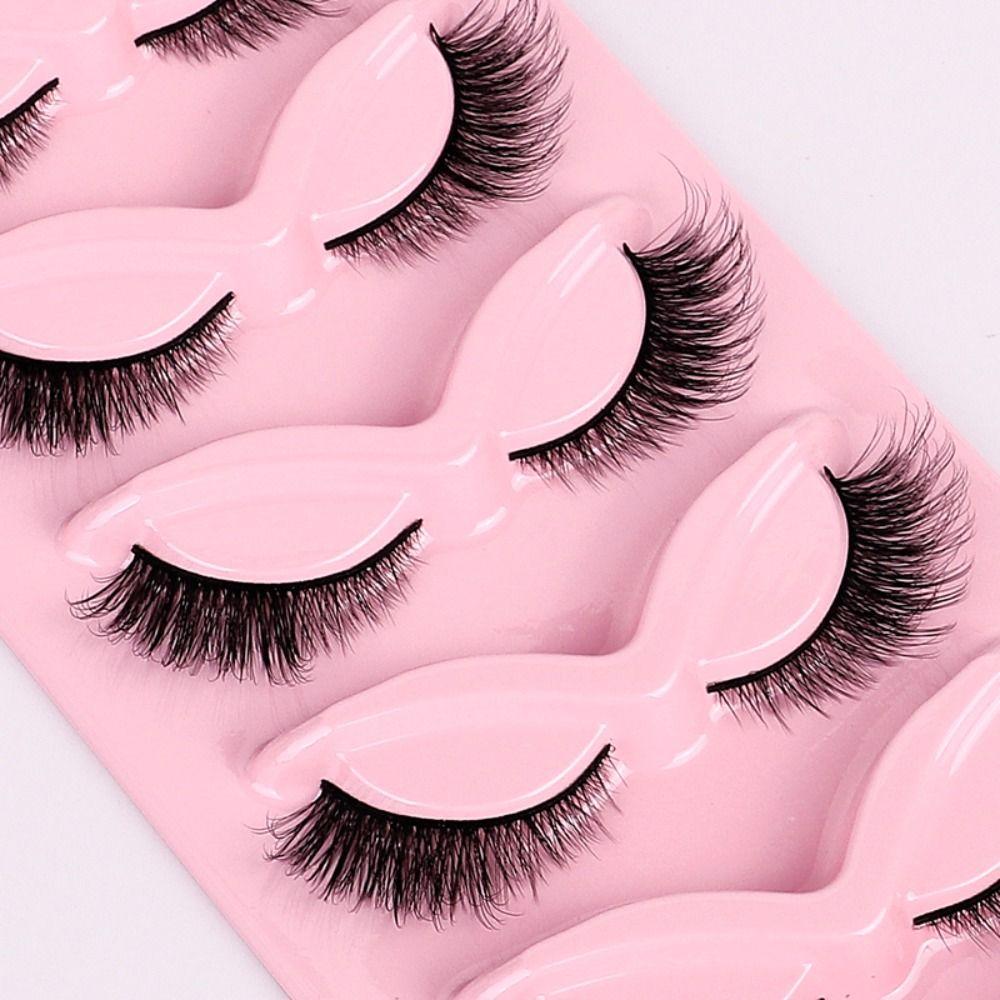 5Pairs Faux Mink Individual False Eyelashes Oblique Flight Clusters False Lashes  Makeup Tools