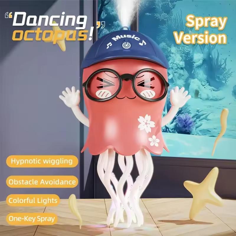 Polvo Elétrico Sensorial Brinquedo Lula Rastejante Música Luz Obstáculo Desvio Automático Brinquedo Dançante Móvel Efeito Spray Água-viva