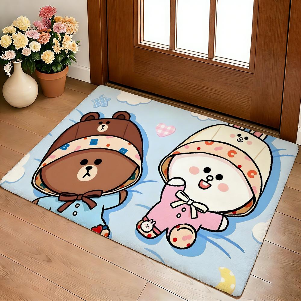 Anime L-LINE F-FRIENDS Floor Mat Cozy Flannel Soft Thick Non-Slip Mat For Living Room Bedroom Kitchen Decor Rugs