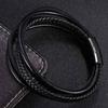 Punk Stainless Steel Multilayer Bracelets Genuine Leather Bracelet & Bangles For Men Jewelry Black Color Fashion Gift BB1002