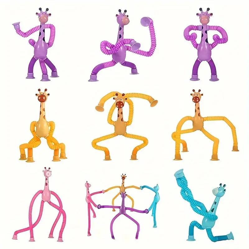 Colorful Stretchy Giraffe Suction Cup Toys - Fun & Educational for Youngsters, Bathroom, Bedroom Suction Cup Toys