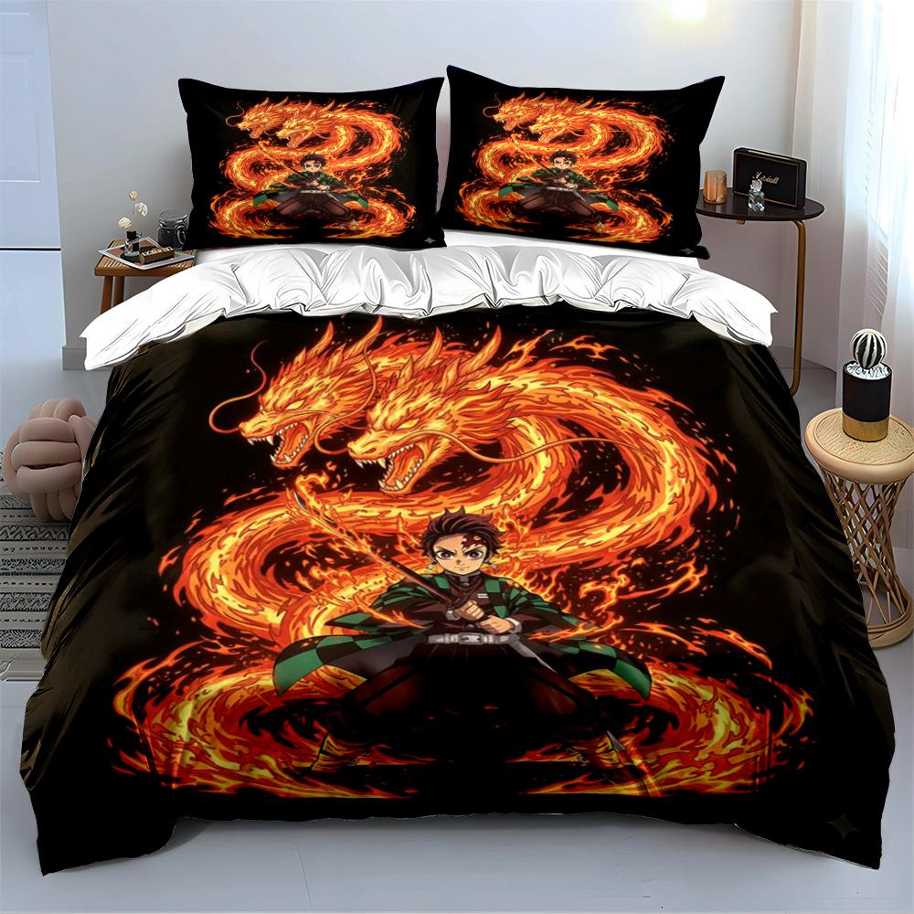 Fiery Dragon Anime Bedding Bedding Set (1 Duvet Cover, 2 Pillowcases, Duvet Not Included)