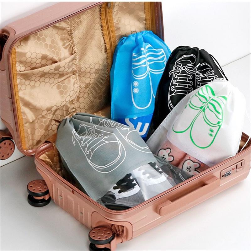 Geantă portabilă pentru încălțăminte de călătorie, geantă impermeabilă pentru încălțăminte pentru sală, călătorii, geantă de depozitare rezistentă la praf, cu economie de spațiu, cu frânghie, geantă nețesă pentru pantofi