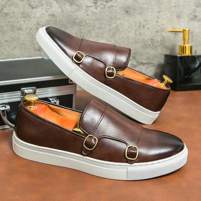 British Style Vulcanized Sneakers Men New Casual Leather Shoes For Men Yuppie Slip On Boat Loafers Large Size 46 Men’s Flat Shoes