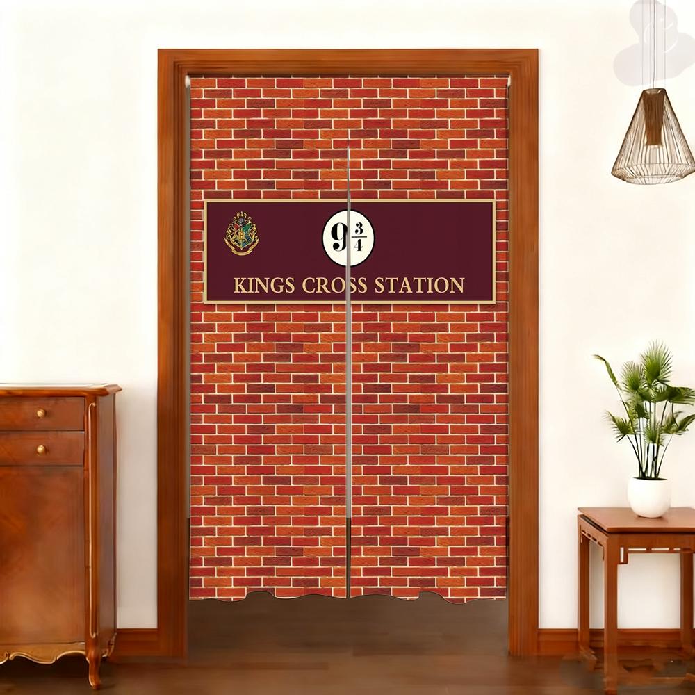 Harryy Potters 9 3/4 Train Platform Brick Wall Photography Backdrop Magic School Door Hanging Banner Half-Curtain Baby Portrait