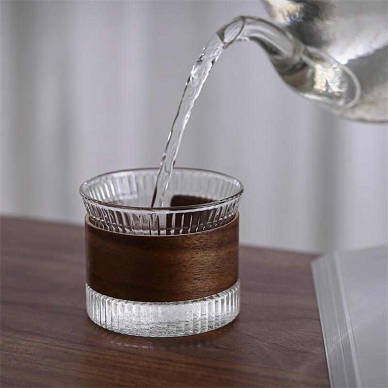Japanese Style Heat-Resistant Glass Tea Cup – Hammered Transparent Handmade Teacup for Home & Office