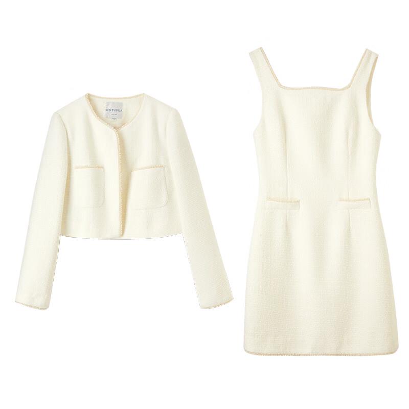 Elegant Pearl Lace Jacket & Cami Dress Set