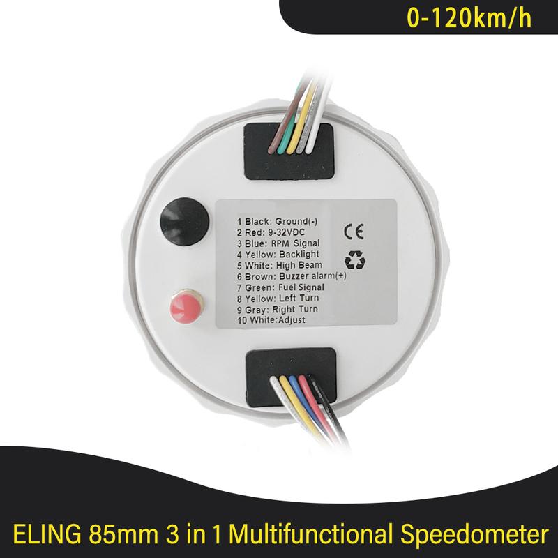 Universal 85mm 3 in 1 Multifunctional 0-120 0-200 KM MPH GPS Speedometer with 8000RPM Tachometer Fuel Level 7 Colors Backlight