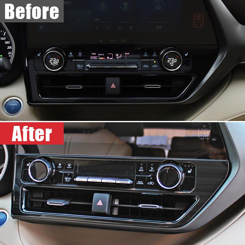 For Toyota Highlander XU70 2020-2024 2024 Hybrid Stainless Car Air Conditioning Knob Climate Control Switch Speed Button Cover