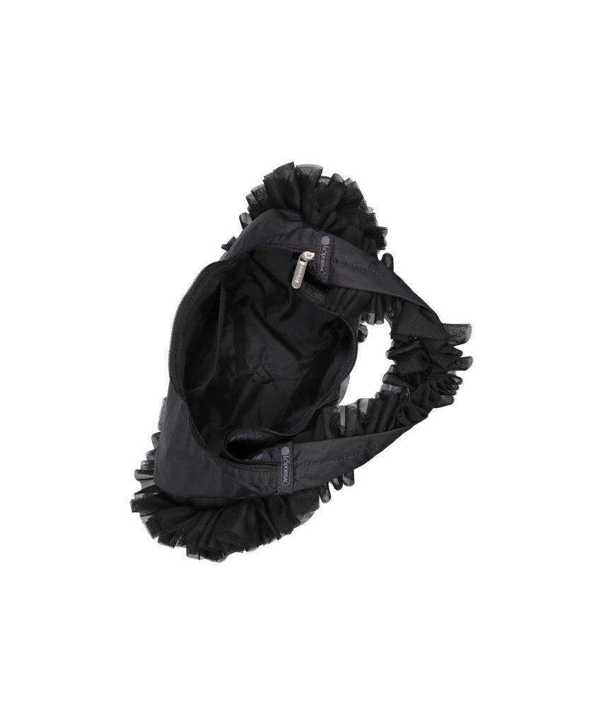 Lesportsac Black Lace Ruffle Zip Hobo Bag [1843.Ld63]