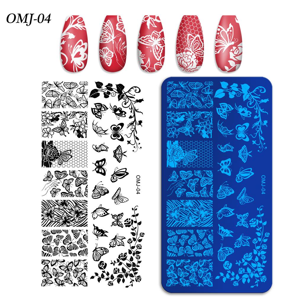 Nail Art Printing Template Christmas Tree Butterfly Printing Steel Plate Square Template Om-J