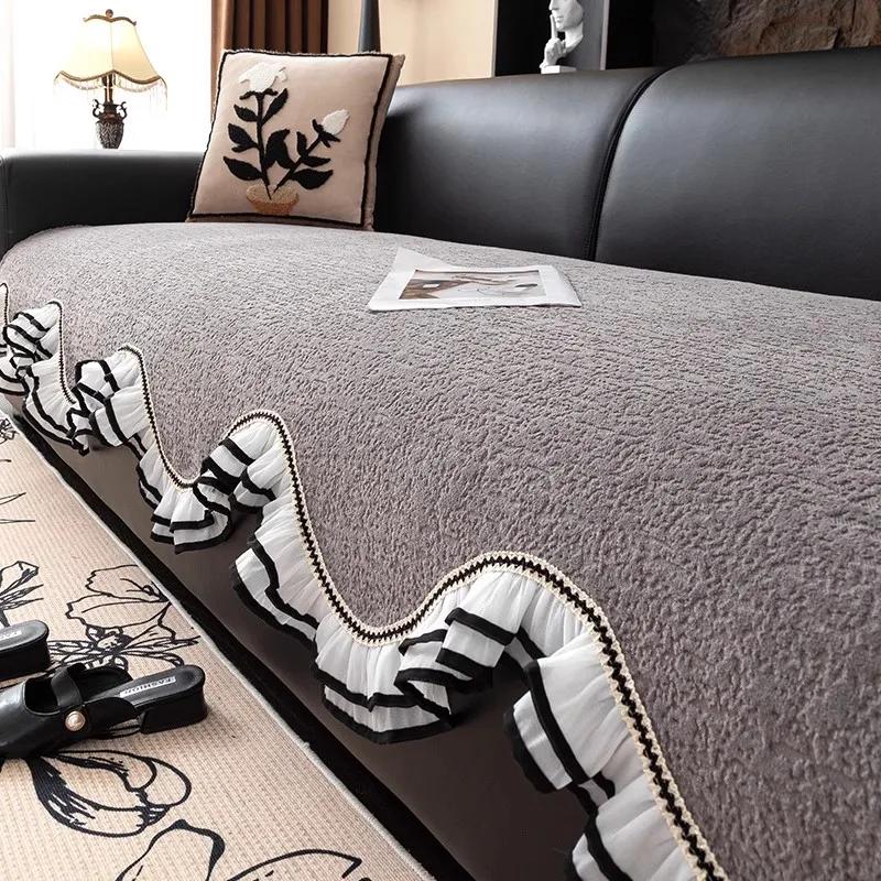 

Шенилловая подушка для дивана, всесезонная универсальная нескользящая подушка для дивана в ряд, нерегулярный легкий роскошный чехол для дивана высокого класса 90x70cm