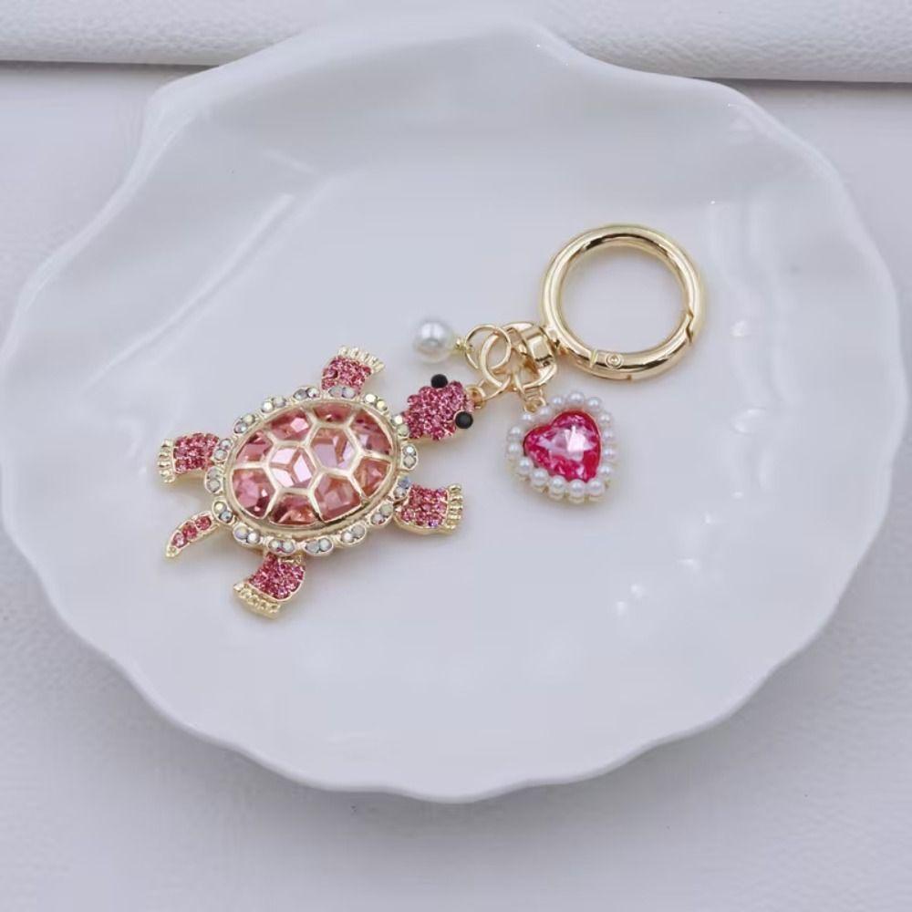 Rhinestone Turtle Keychain Colorful Ocean Hanging Pendant Lovely Marine Turtle Pendant  Gift
