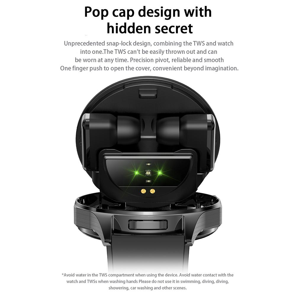 T98 2 az 1-ben okosóra TWS fülhallgatókkal 1,43 hüvelykes AMOLED kijelző Bluetooth-kompatibilis hívás funkcióval