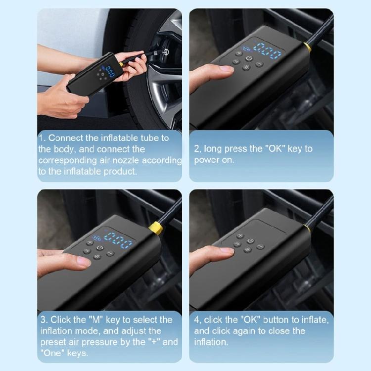 Car Air Compressor Universal Tire Inflator Air Pumps with Flashlight for Car Bike Motorcycle Tire Inflator Portable