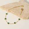 Uworld Dainty 14K Gold Plated Stainless Steel Fine Chain Jewelry Gift Charm Mulit Green Heart Cubic Zirconia Bracelet for Women