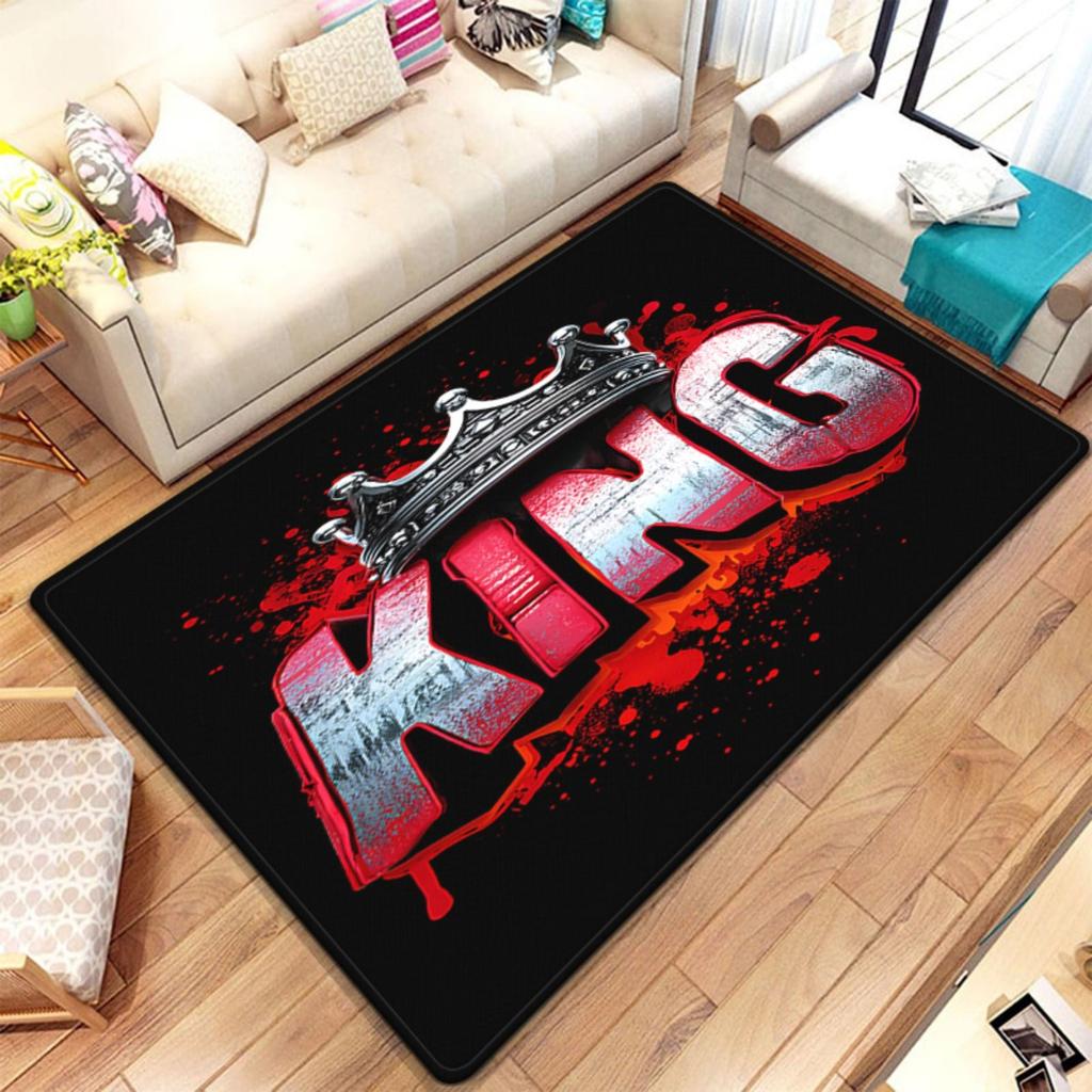 King Emblem Art Printed Carpet, Non-Slip Bottom, Machine Washable, 100% Polyester Mat for Living Room, Bedroom, Office, and Kitchen Decor