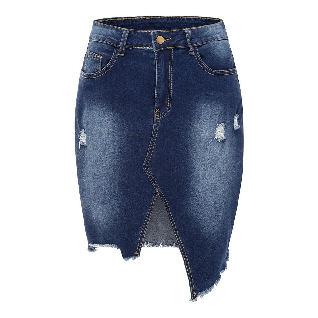 

(SU)Женская модная джинсовая юбка нестандартной формы с высокой талией и ягодицами