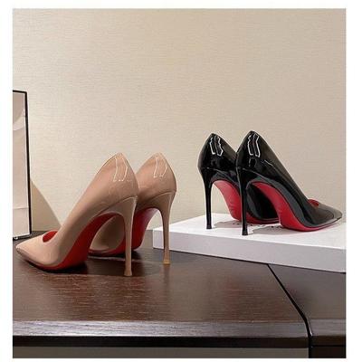 2025 Summer New Large Size Fashion Single Shoes Pointed Head Shallow Mouth High Heels Patent Leather Stiletto Women's Shoes