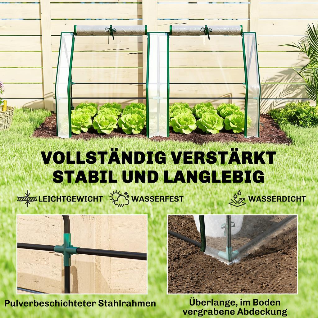 Greenhouse with Zippered Window, Winter-Proof Foil Greenhouse Made of Steel, 180 x 90 x 90 cm, Transparent