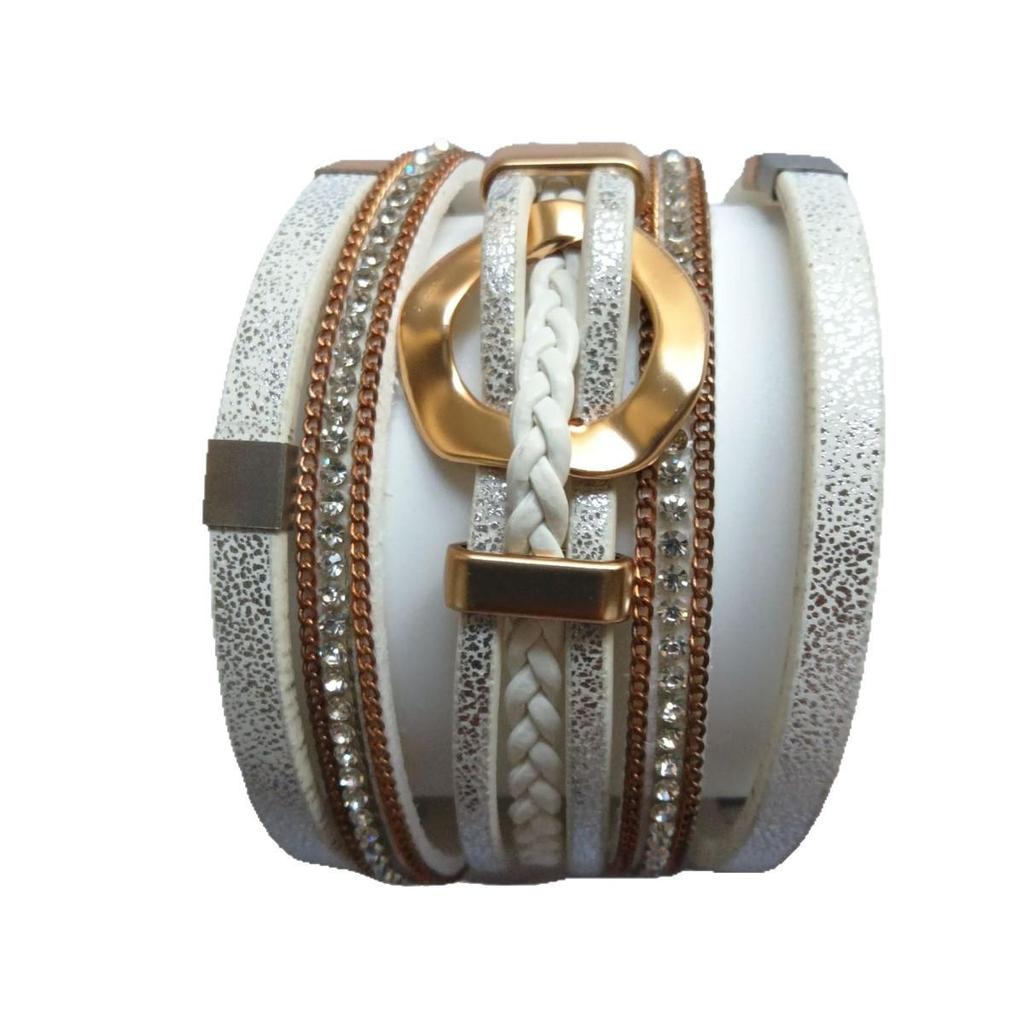 Bracciale da Donna in Ecopelle Stile Bohemien con Chiusura Magnetica