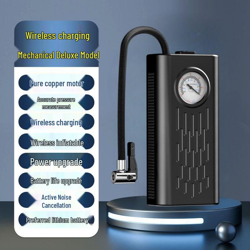 Wireless Portable Car Digital Display Power Bank & Tire Inflator Wireless Car Pump with Nozzle