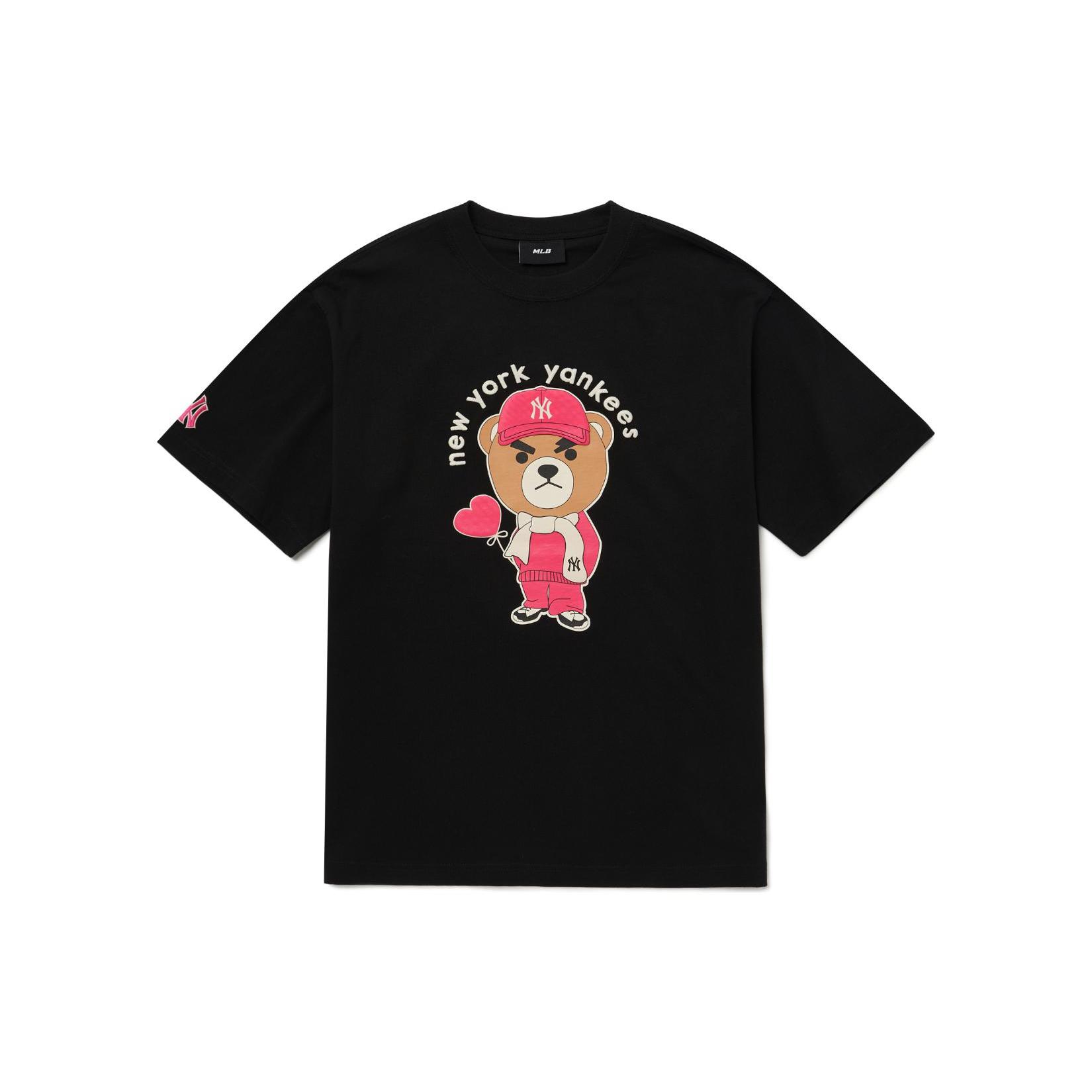 MLB Mega Bear Overfit T Shirts Unisex Black Crew Neck Moderate Straight Fit 3ATSE0124-50BKS S