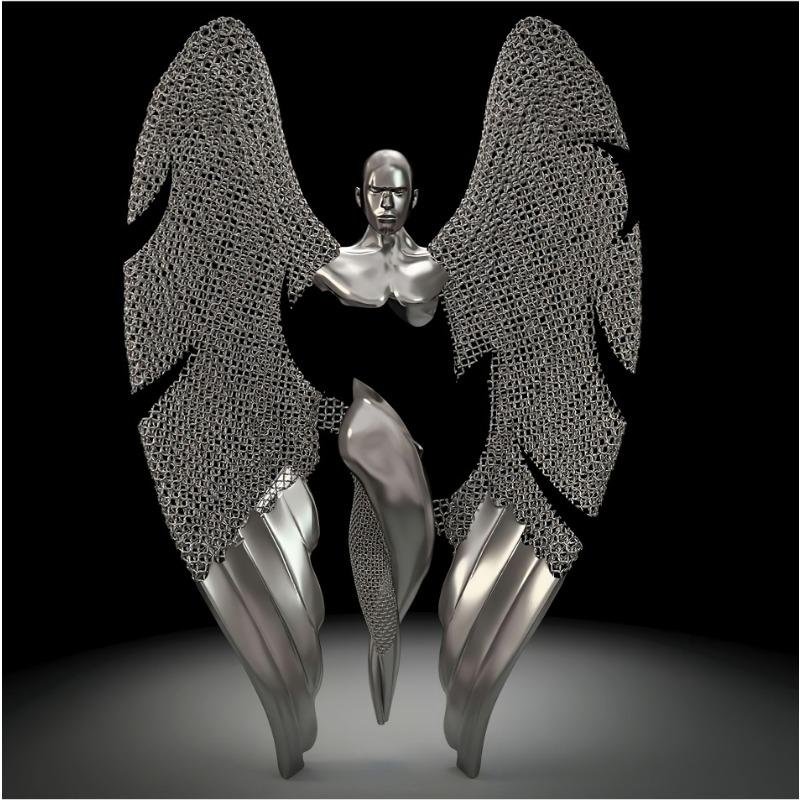 Zlatá kovová figúrka socha objíma umelecký plagát, bytová dekorácia s vysokým rozlíšením, maľba na sprej, bezrámové plátno, maľba na jadro