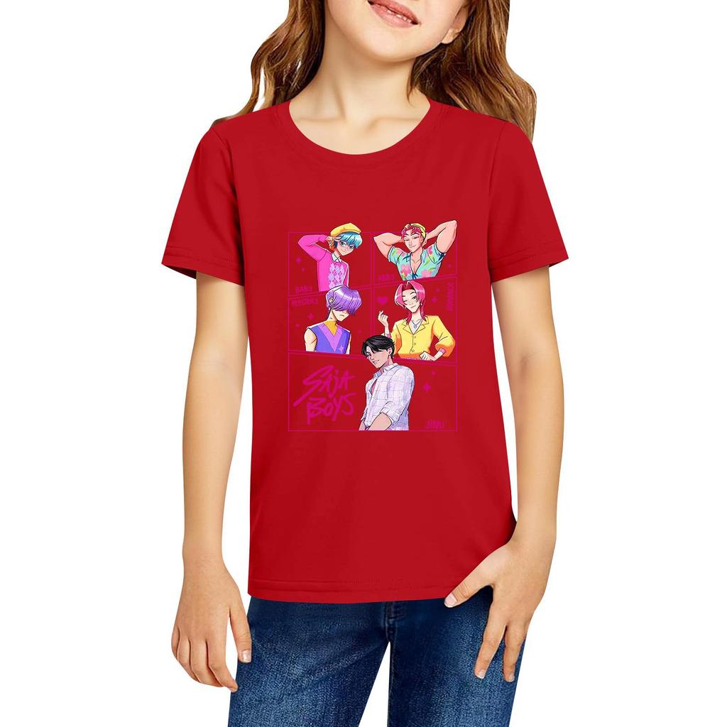 Fashionable Round Neck Short Sleeve Work Clothes Printed Tops For KID Summer Tops