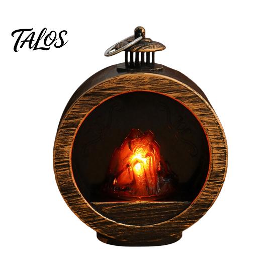 Mini Model House Furnishings Retro Simulated Fireplace Night Light, LED Flickering Flame Lamp, Cozy Atmosphere Miniature Scenes Accessories Lights for