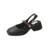 African Woman Shoe Mary Jane Summer High Heels Chunky Sandals Navy Blue Pumps Sweet 2024 Burgundy Straps Lolita Closed Black Bei