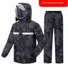 Camouflage Raincoat and Rain Pants Set for Men, Suitable for Electric Motorcycle Riders and Delivery Riders, Full-Body Storm-Proof Two-Piece Set