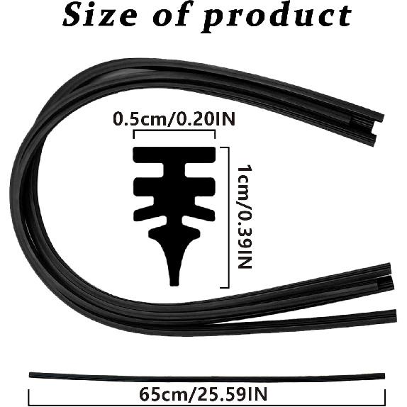 4 Pack Windshield Wiper Blades Refills, DIY Adjustable Windscreen Wiper Rubber Strips, Frameless Window Boneless Ert Silicone Strips, Universal For