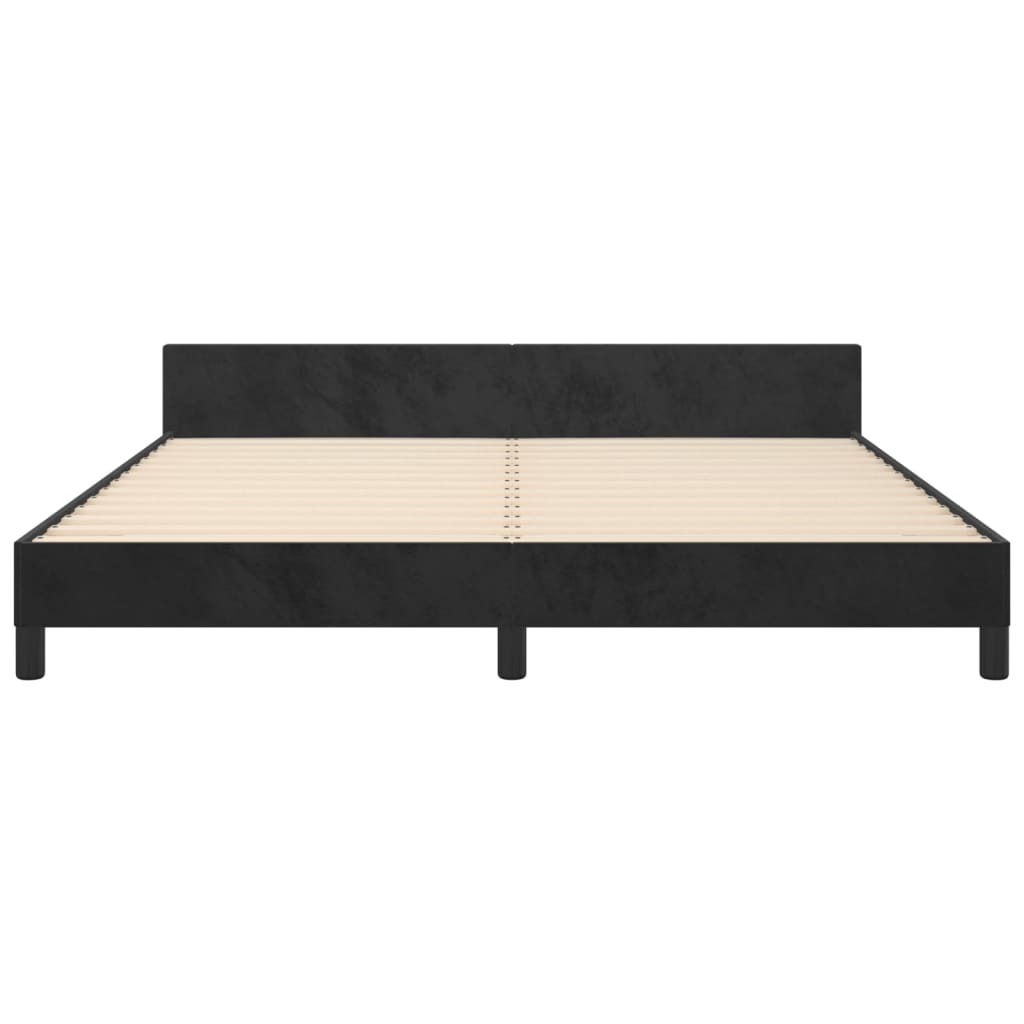 Bed Frame with Headboard Black 180 x 200 cm Velvet