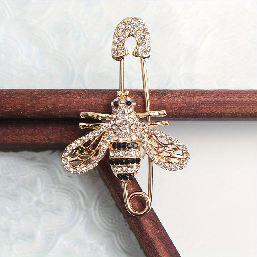 1 Брошь-булавка пчела со стразами, Уникальный аксессуар для костюма и свитера One-size