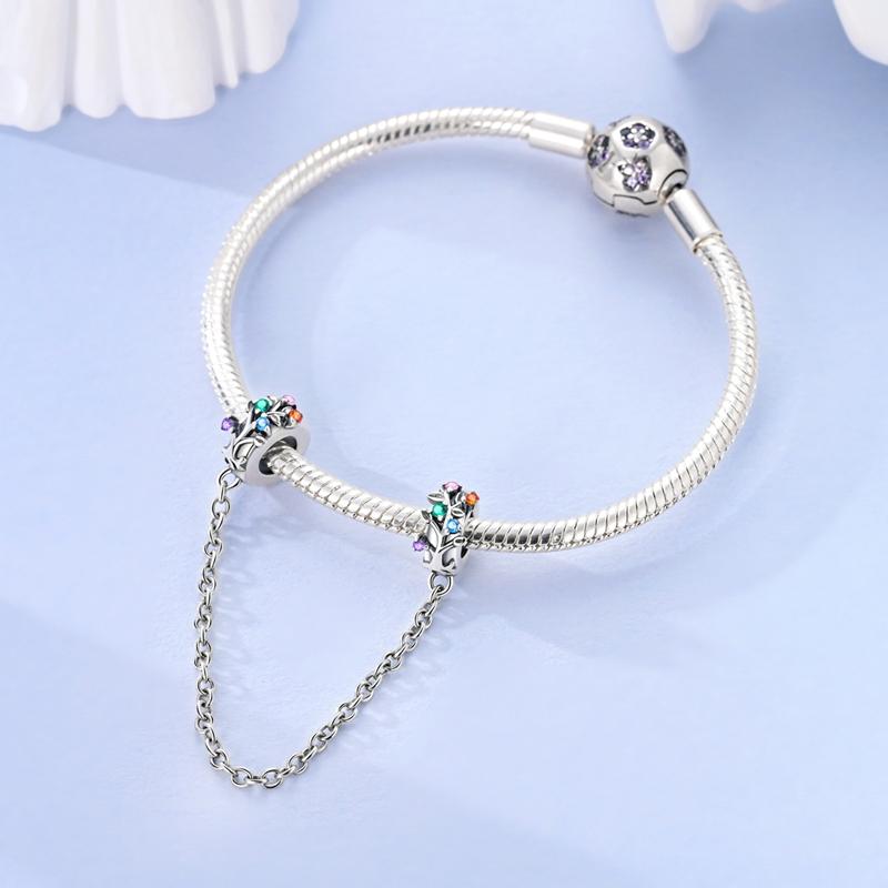 New Copper Flower Heart Bird Leaves Star Safety Chain Beads Bead Fit Bracelet Snake Chain Charms Beaded Women Gift