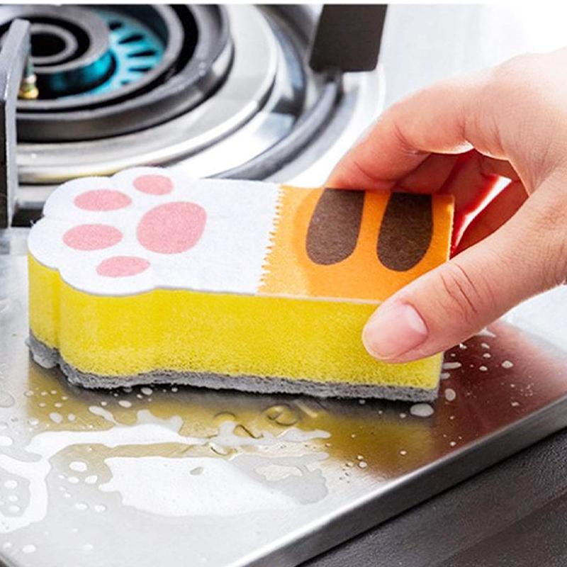 Kitchen Dishwashing Sponge Cleaning Sponges Scouring Pad Compressed Double-side Sponge Paw Dish Cloths Pot Wipe Cleaning Tools