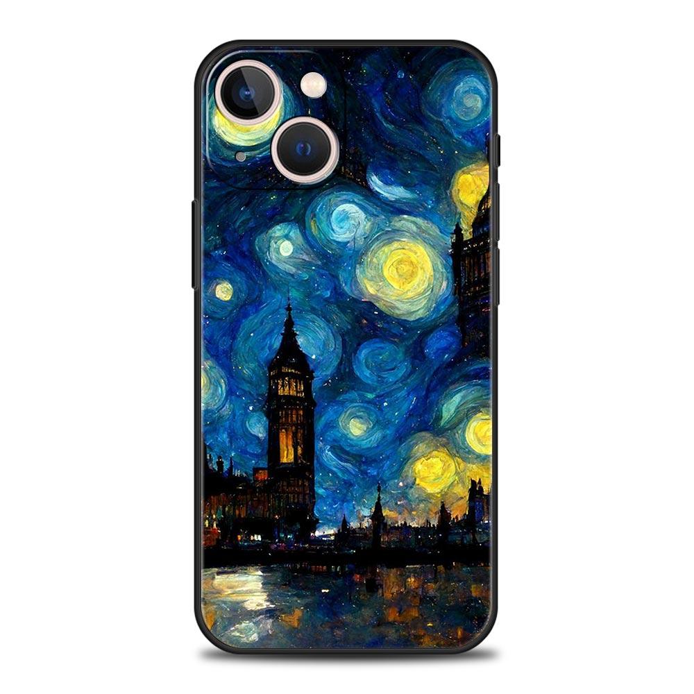 

Van Gogh Starry Night Style World Landmark Illustration Phone Case for iPhone 17 16 15 14 13 12 11 Series Pro Max Plus iphone 16 Pro