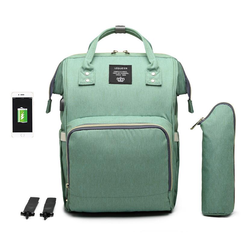 LEQUEEN Lightweight Multifunctional USB Charging Diaper Backpack for Moms