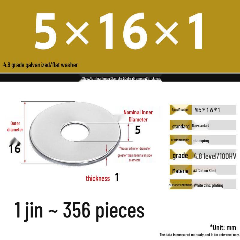 Galvanized Extra Large Thickened Metal Flat Washer (M6-M16)