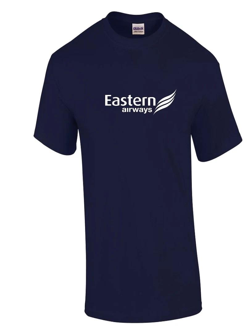 Eastern Airways White Logo British Airline Geek Navy Blue Cotton T-Shirt S