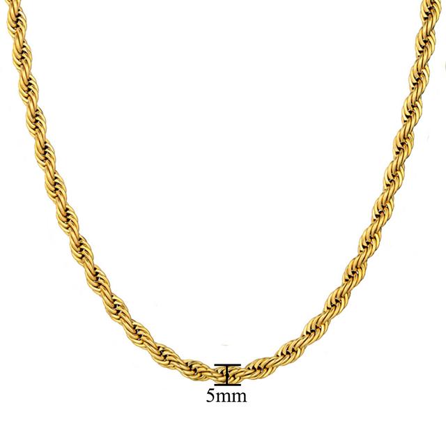 Collier Long Chaîne en Acier Inoxydable Twist Hip Hop Bijoux pour Hommes Vente en Gros ,Marque Hippie Couleur Or Collier pour Homme Chaîne Bijoux Cadeaujavascript :Vide (0 )